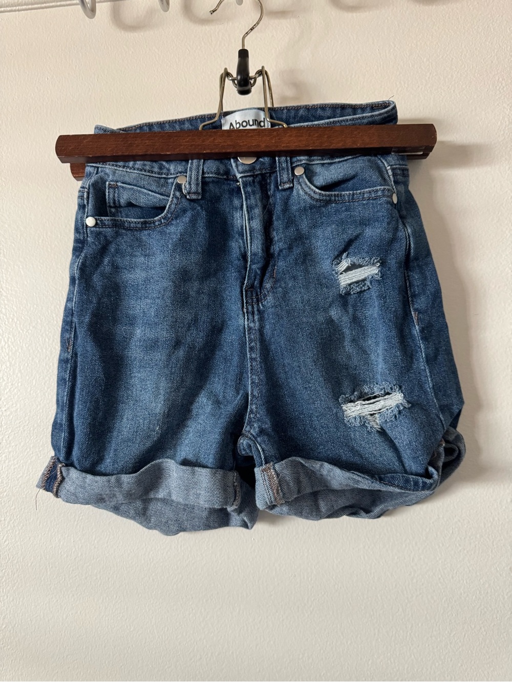 Abound High Rise Distressed Cuffed Denim Shorts